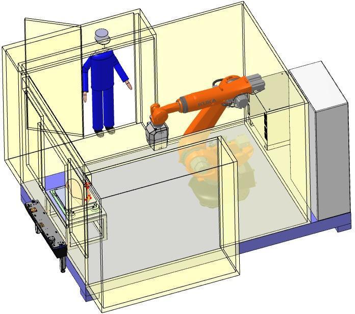 FAMIC inspection cell with safety cabin and operator access