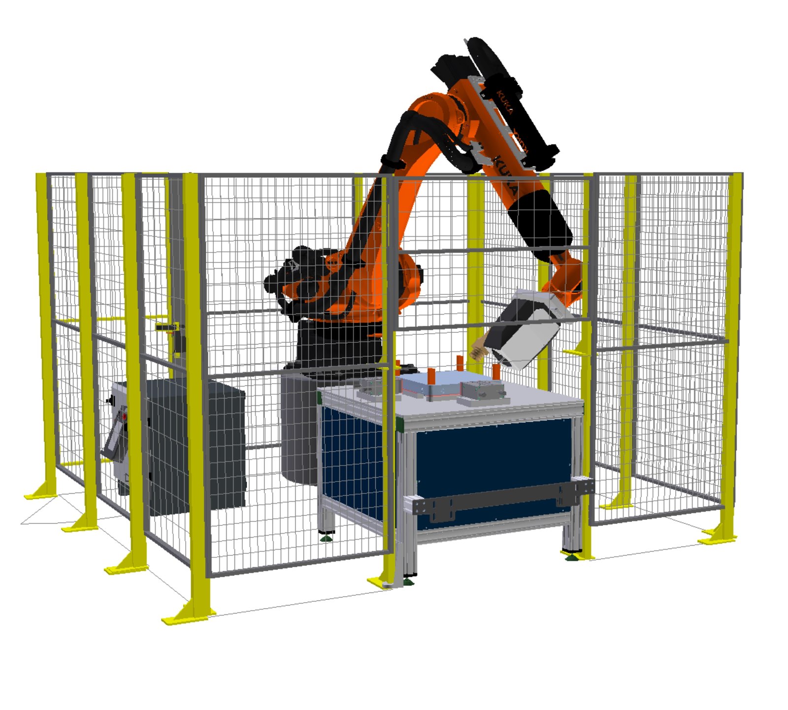 FAMIC automated cell with robot and safety enclosure