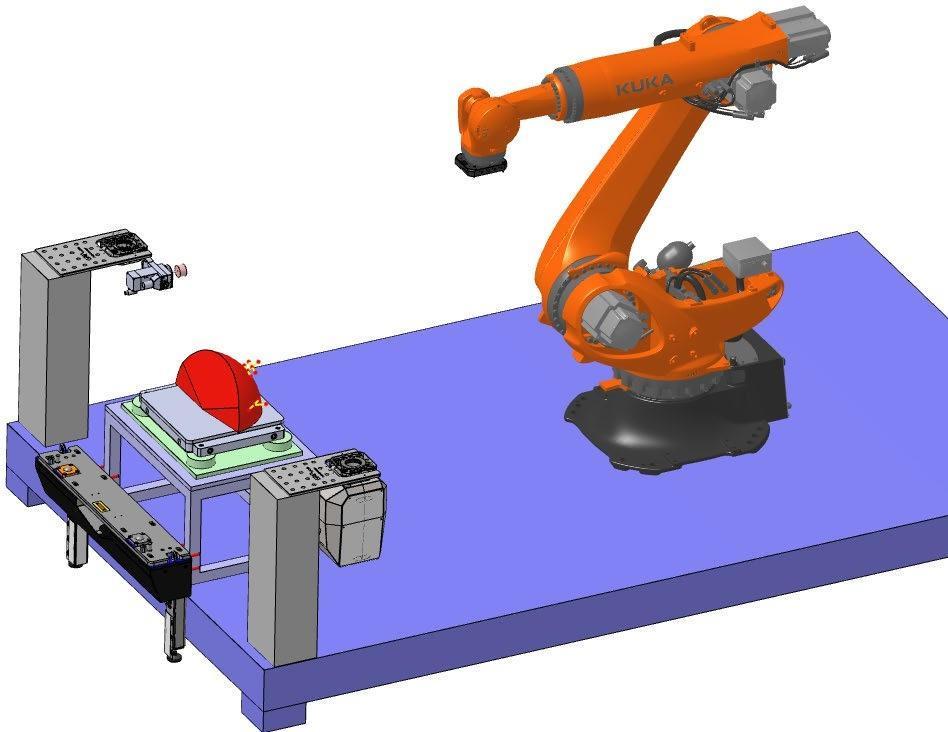 Tool changing unit with KUKA robot for FAMIC cell