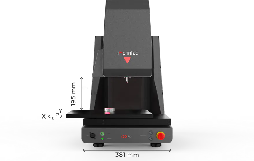 i3D WLI PRO – Frontale Ansicht mit bewegbarem XY-Kreuztisch und verfahrbarem Messkopf